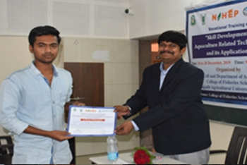 Certificate distribution by Dr. S. R. Lende, Asst. Prof., KU during valedictory function  