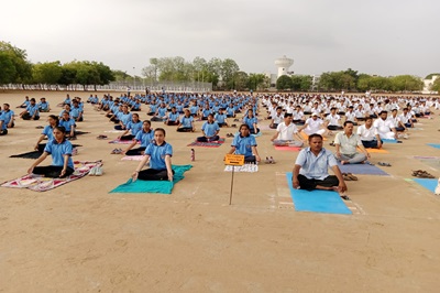 10th International Yoga Day event organized by CoVS & A.H., Kamdhenu University, Sardarkrushinagar at SDAU sports ground