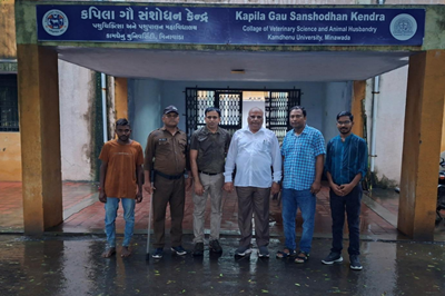 Visit of Hon’ble Vice Chancellor, Kamdhenu University, Gandhinagar at Kapila Gau Sanshodhan Kendra, COVS, KU, Minawada, Kheda.