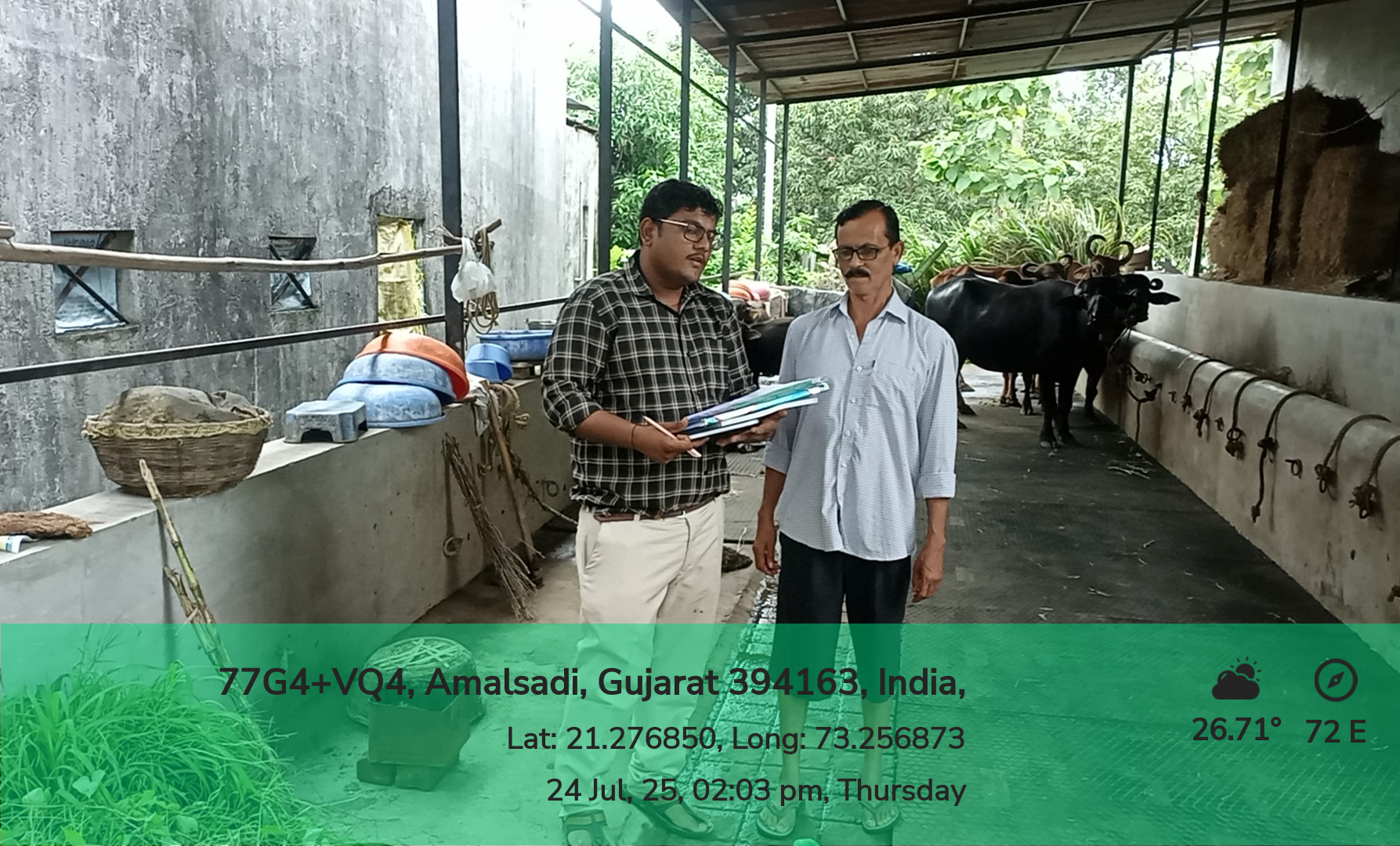 Farm visit and on-farm discussion with farmers on “Prevailing Animal Housing System, Their Constraints and Solutions” in Mandvi taluka of Surat district.