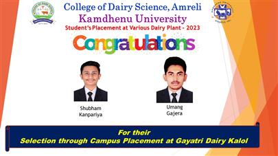 Congratulations-Students of CDS, Amreli has been selected by "Gayatri Dairy, Kalol" under Campus Placement