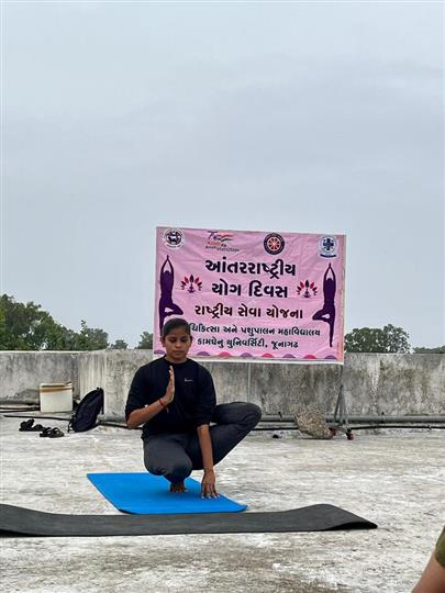 Celebration of International Yoga Day by NSS Unit of Veterinary College, Kamdhenu University, Junagadh