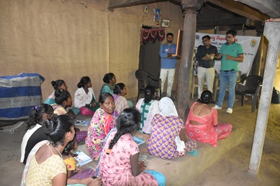 Goshti and field visit with farmers on the theme "Care of Milking Animals During Monsoon Season." At Davdahad village, Taluka- Ahwa, Dist.-Dangs